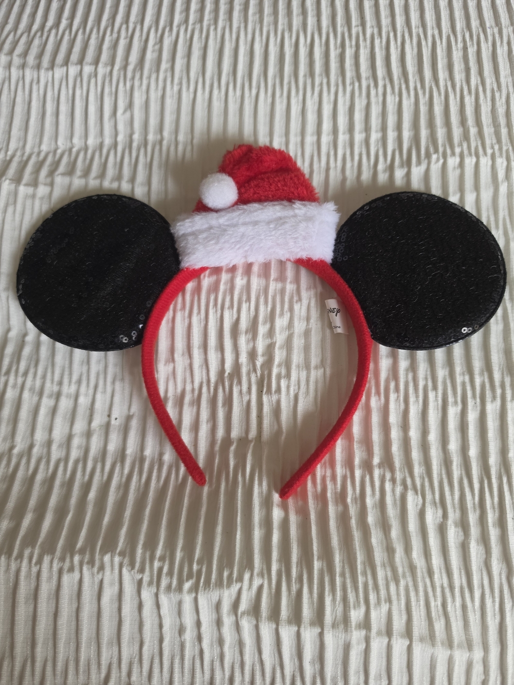 Disney Black Mickey Ears With Santa Hat Like New